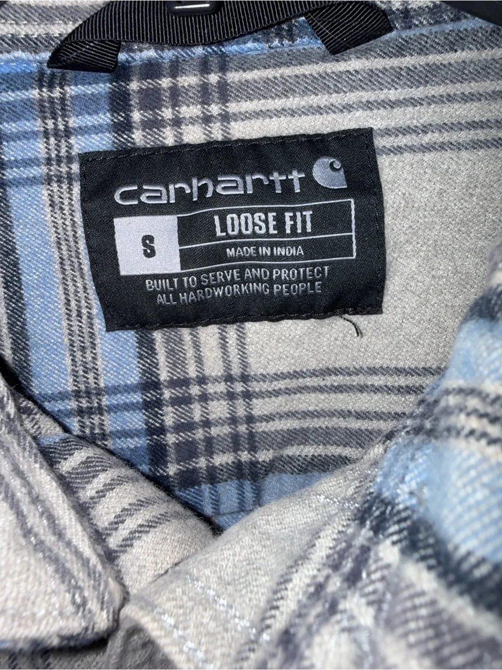 Carhartt Men’s Light Blue & Cream Plaid Shirt Jacket